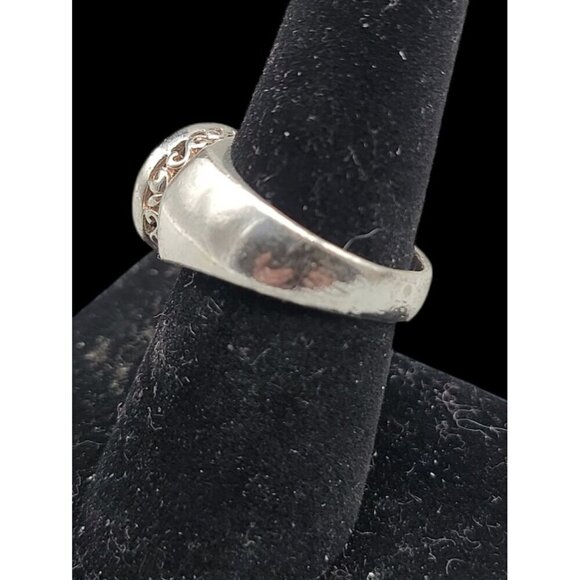 Sterling Silver Mens Opal Ring 925 SIZE 7.25" 4.3mm Thick Band Large Opal Gem - Picture 5 of 16